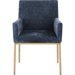 Reeves Chenille Fabric Upholstered Dining Arm Chair in Navy