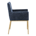 Reeves Chenille Fabric Upholstered Dining Arm Chair in Navy