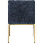 Reeves Chenille Fabric Upholstered Dining Arm Chair in Navy