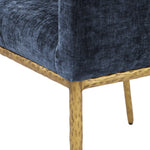 Reeves Chenille Fabric Upholstered Dining Arm Chair in Navy