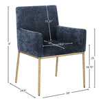 Reeves Chenille Fabric Upholstered Dining Arm Chair in Navy