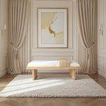 Arlington Chenille Fabric Upholstered Bench in Cream