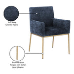 Reeves Chenille Fabric Upholstered Dining Arm Chair in Navy