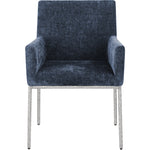 Reeves Chenille Fabric Upholstered Dining Arm Chair in Navy