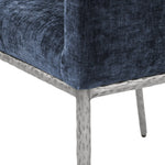 Reeves Chenille Fabric Upholstered Dining Arm Chair in Navy