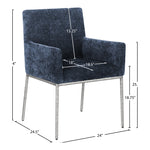 Reeves Chenille Fabric Upholstered Dining Arm Chair in Navy