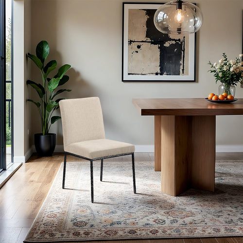 Reeves Chenille Fabric Upholstered Dining Side Chair in Beige