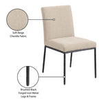 Reeves Chenille Fabric Upholstered Dining Side Chair in Beige