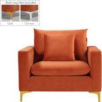 Naomi Velvet Upholstered Chair in Cognac
