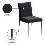 Reeves Chenille Fabric Upholstered Dining Side Chair in Black