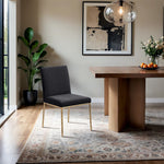 Reeves Chenille Fabric Upholstered Dining Side Chair in Black