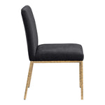 Reeves Chenille Fabric Upholstered Dining Side Chair in Black