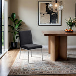 Reeves Chenille Fabric Upholstered Dining Side Chair in Black