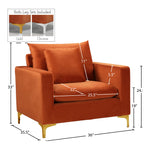 Naomi Velvet Upholstered Chair in Cognac