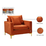 Naomi Velvet Upholstered Chair in Cognac