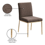 Reeves Chenille Fabric Upholstered Dining Side Chair in Brown