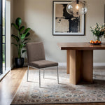 Reeves Chenille Fabric Upholstered Dining Side Chair in Brown