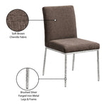 Reeves Chenille Fabric Upholstered Dining Side Chair in Brown
