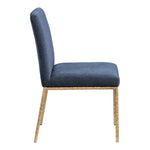 Reeves Chenille Fabric Upholstered Dining Side Chair in Navy