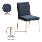 Reeves Chenille Fabric Upholstered Dining Side Chair in Navy