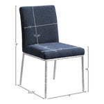Reeves Chenille Fabric Upholstered Dining Side Chair in Navy