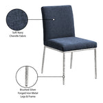 Reeves Chenille Fabric Upholstered Dining Side Chair in Navy