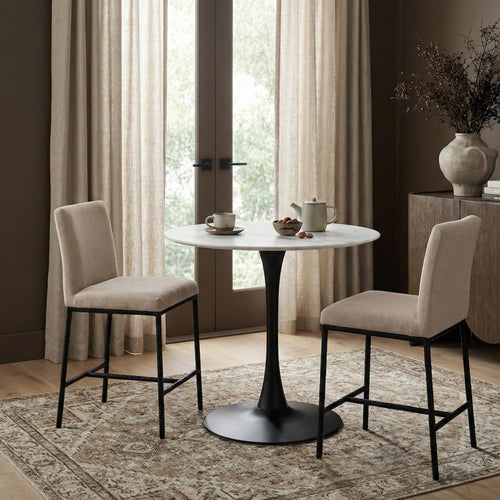Reeves Chenille Fabric Upholstered Counter Stool in Beige