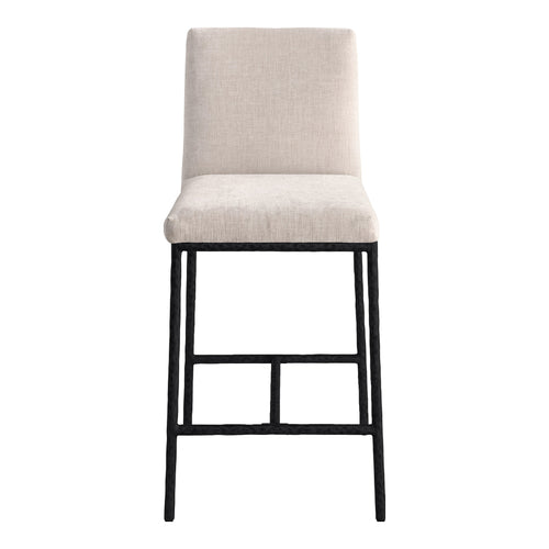 Reeves Chenille Fabric Upholstered Counter Stool in Beige