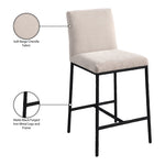 Reeves Chenille Fabric Upholstered Counter Stool in Beige