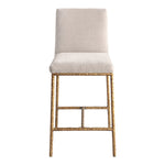 Reeves Chenille Fabric Upholstered Counter Stool in Beige