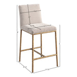 Reeves Chenille Fabric Upholstered Counter Stool in Beige