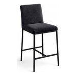 Reeves Chenille Fabric Upholstered Counter Stool in Black
