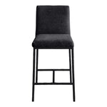 Reeves Chenille Fabric Upholstered Counter Stool in Black
