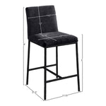 Reeves Chenille Fabric Upholstered Counter Stool in Black