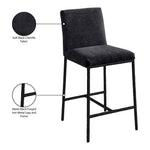Reeves Chenille Fabric Upholstered Counter Stool in Black