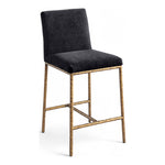 Reeves Chenille Fabric Upholstered Counter Stool in Black