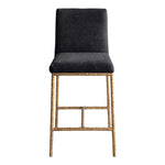 Reeves Chenille Fabric Upholstered Counter Stool in Black