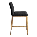 Reeves Chenille Fabric Upholstered Counter Stool in Black