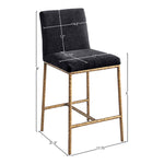 Reeves Chenille Fabric Upholstered Counter Stool in Black