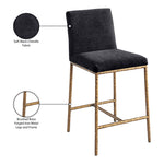 Reeves Chenille Fabric Upholstered Counter Stool in Black