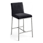 Reeves Chenille Fabric Upholstered Counter Stool in Black