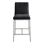 Reeves Chenille Fabric Upholstered Counter Stool in Black