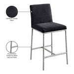 Reeves Chenille Fabric Upholstered Counter Stool in Black