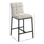 Reeves Chenille Fabric Upholstered Counter Stool in Cream