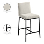 Reeves Chenille Fabric Upholstered Counter Stool in Cream