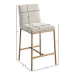 Reeves Chenille Fabric Upholstered Counter Stool in Cream