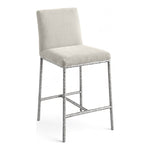 Reeves Chenille Fabric Upholstered Counter Stool in Cream