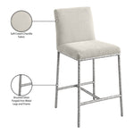 Reeves Chenille Fabric Upholstered Counter Stool in Cream