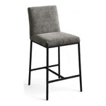 Reeves Chenille Fabric Upholstered Counter Stool in Grey