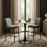 Reeves Chenille Fabric Upholstered Counter Stool in Grey